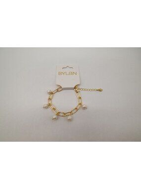 NWT Dylan Jewelry Pearl Charm Bracelet Gold Tone Pearl Dangle Chain Link Fashion